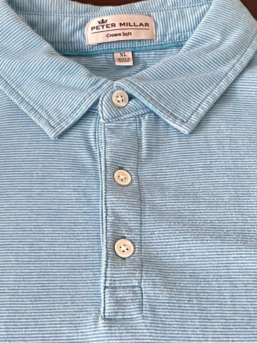 Peter Millar Crown Soft Men's Polo Shirt - 10% Silk - Blue Striped - XL - GUC